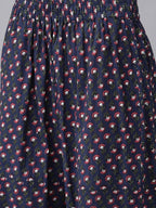 Yufta Women Navy Blue & Pink Ethnic Motifs Printed Pure Cotton Kurta with Trouser