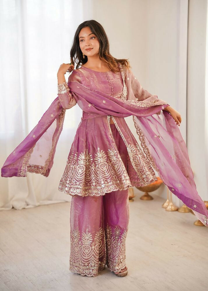 Teeya Creation Pink Color Fendy Satin Silk Embroidery Work Party Wear Salwar Suit - Distacart