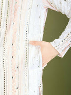 Vastranavya White Exclusive Festival Wear Pure Viscose Rayon Sequence & Foil Mirror Heavy Embroidered Work Kurta