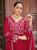 Joban Fashion Red Readymade Kurta Set With Sequence embroidery Work - Distacart