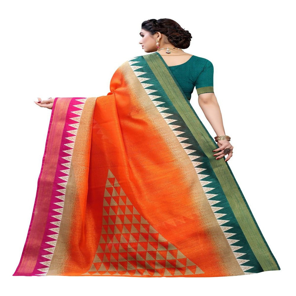 Vamika Orange Linen Jari saree