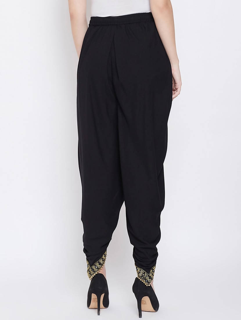 Indian Clothing Cheera Women’s Black Dhoti With Golden Lace
