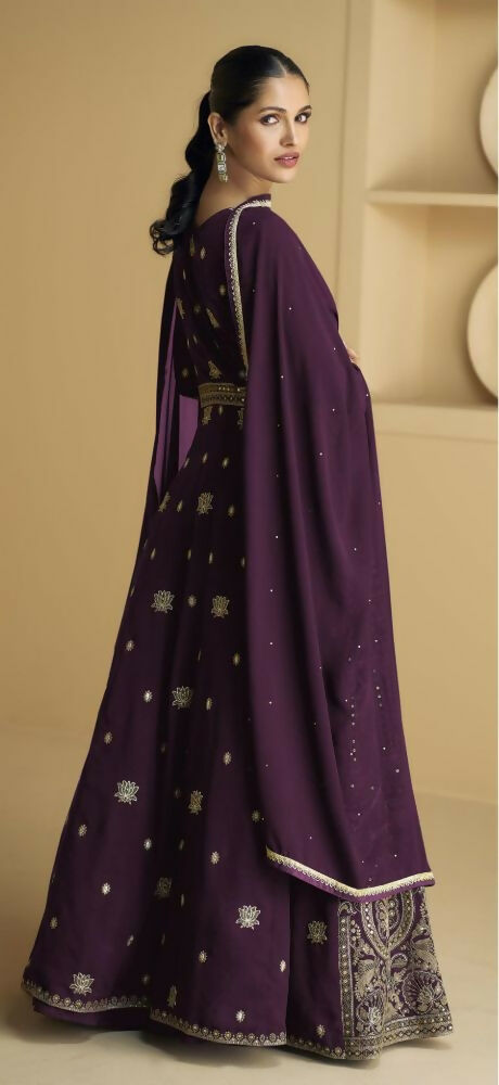 Vastranavya Purple Georgette Embroidered Sequins Work Anarkali Style A Line Suits