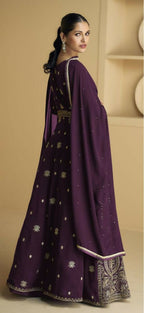 Vastranavya Purple Georgette Embroidered Sequins Work Anarkali Style A Line Suits