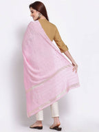 Myshka Women's Pink Cotton Silk Printed Casual Dupatta