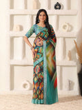 Shivam Fabrics Multi Color Linen Fabric Printed Saree - Distacart