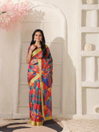 Shivam Fabrics Red Linen Fabric Printed Saree - Distacart