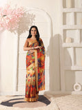 Shivam Fabrics Multi Color Linen Fabric Printed Saree - Distacart