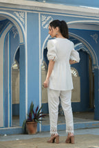 Juniper Women's White Cotton Crepe Floral Embroidered Tunic - Distacart