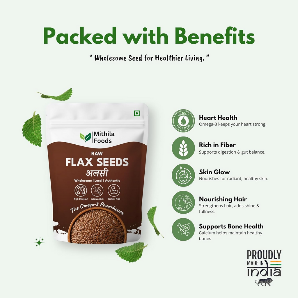 Mithila Foods Premium Flax Seeds Alsi Beej For Weight Loss, Hair Growth & Skin Care - Distacart