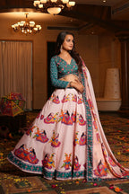 AI Fashion Light Pink Crepe Designer Navratri Wear Lehenga Choli Collection