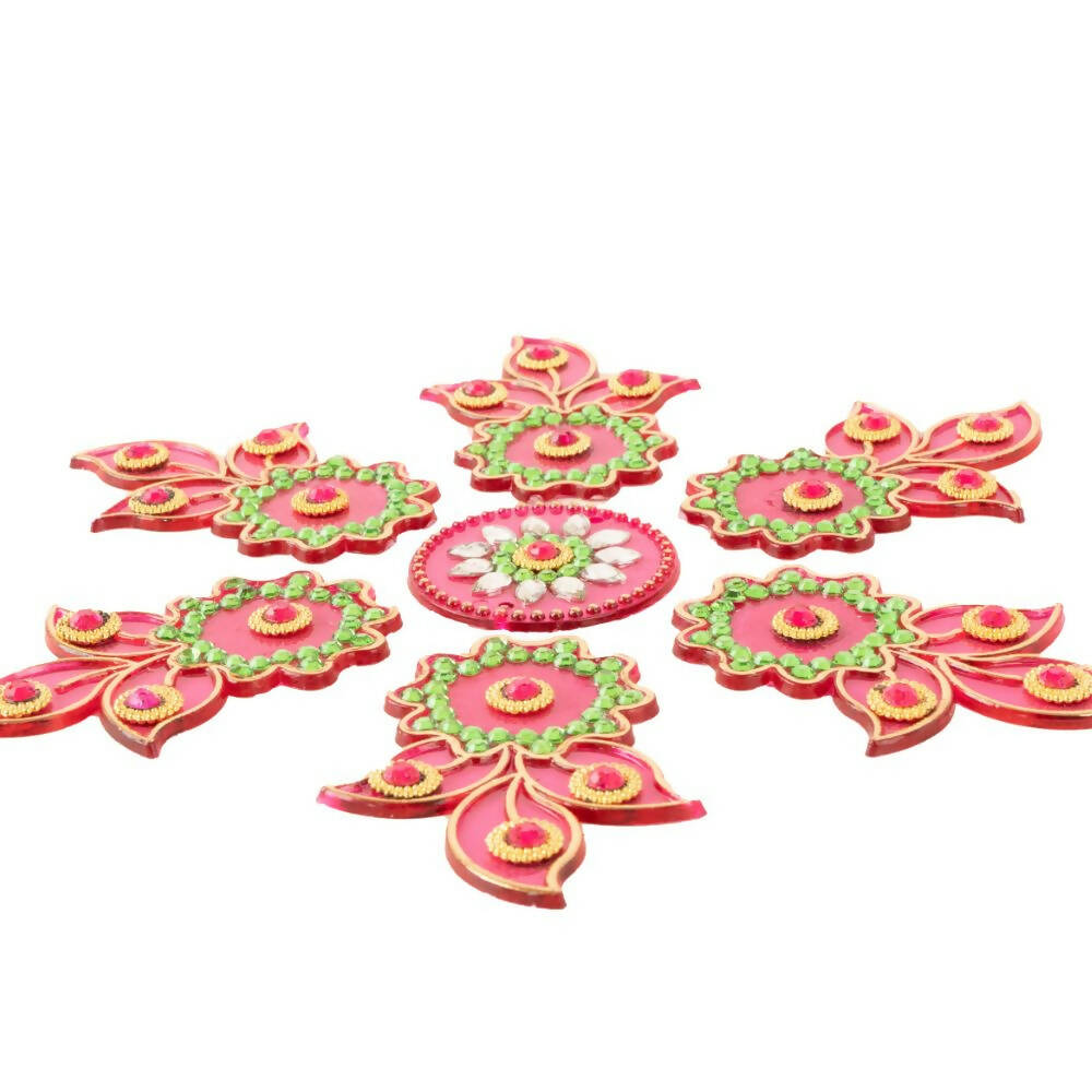 Kundan HandiKrafts Designer Flowed Rangoli Pink (Baby)