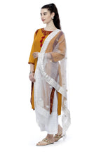 Mominos Fashion White Orgenza Nug Embroidery Dupatta