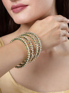 NVR Women's Set Of 4 Gold-Plated Kundan-Studded Traditional Bangles - Distacart