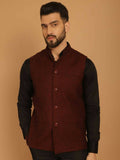 Even Apparels Pure Wool Nehru Jacket - Maroon