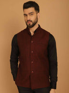 Even Apparels Pure Wool Nehru Jacket - Maroon