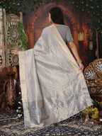 Shree Shyam Fashion Organza Gray Saree - Distacart