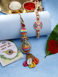 NVR Women & Men Set of 2 Multicolor Artificial beads Bhaiya Bhabhi Rakhi With Roli Chawal - Distacart
