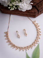NVR Women's Gold-Polished American Diamond-Studded Handcrafted Jewellery Set