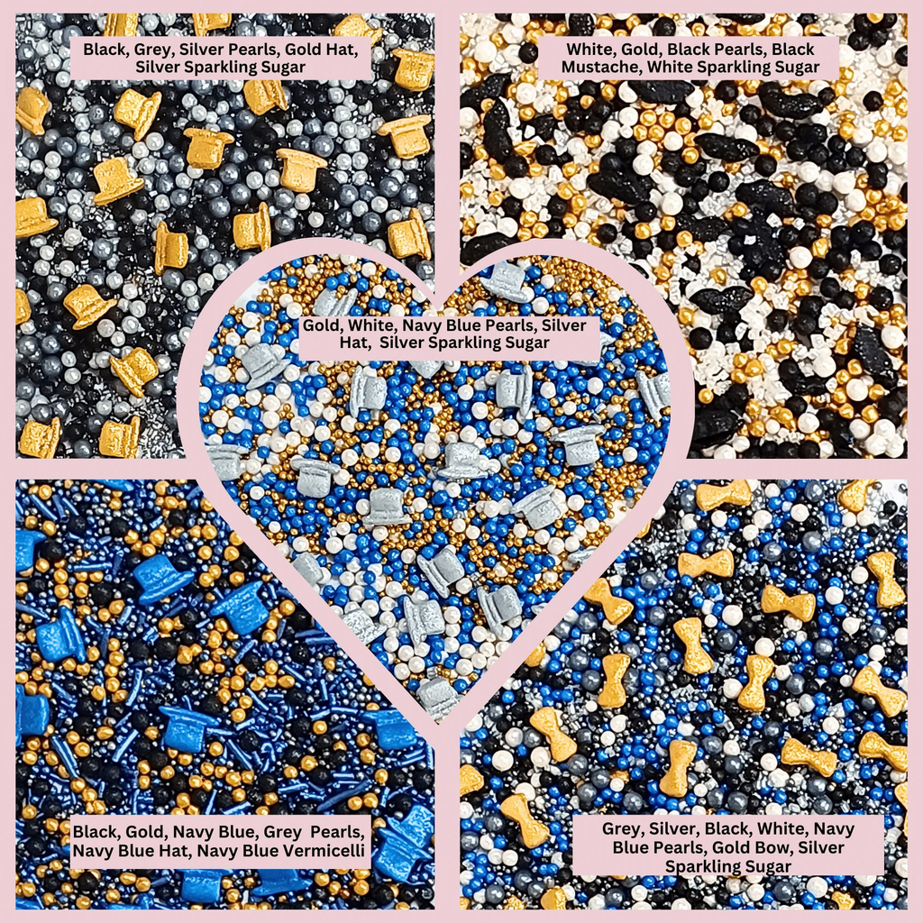 confect fathers day sprinkles black blue white sprinkles mix 100 gms
