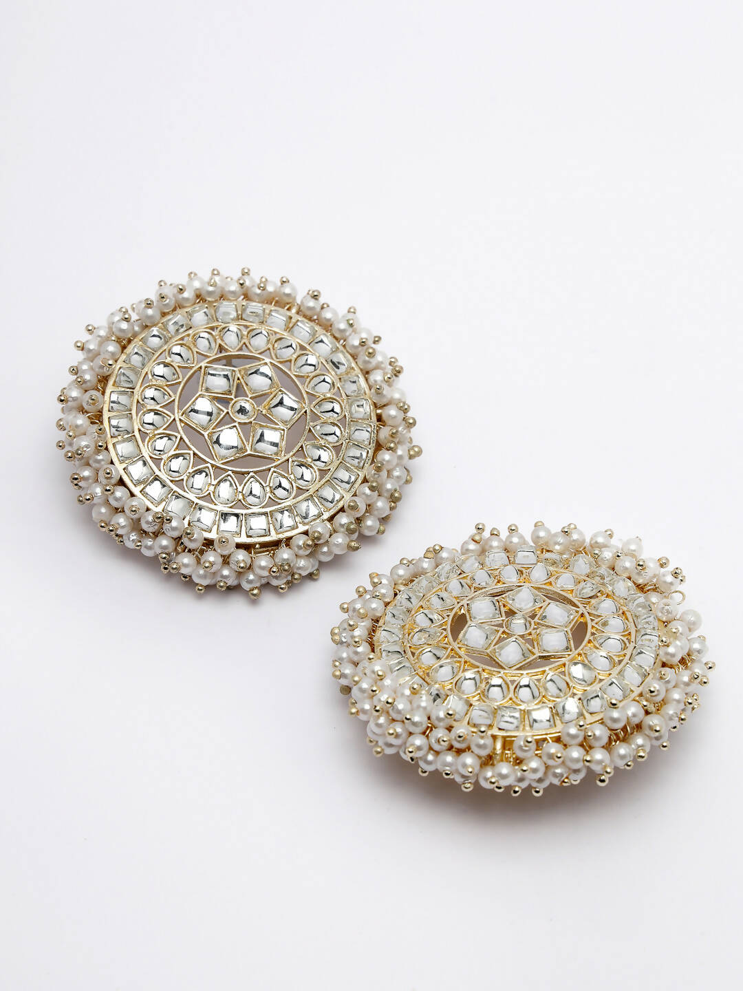 NVR Women Gold-Toned Circular Studs Earrings - Distacart