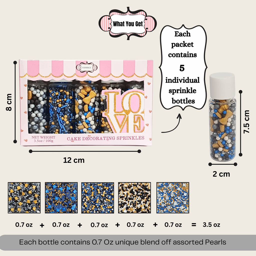 confect fathers day sprinkles black blue white sprinkles mix 100 gms