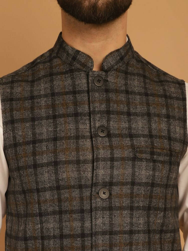 Even Apparels Pure Wool Nehru Jacket - Grey