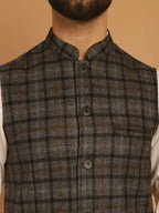 Even Apparels Pure Wool Nehru Jacket - Grey