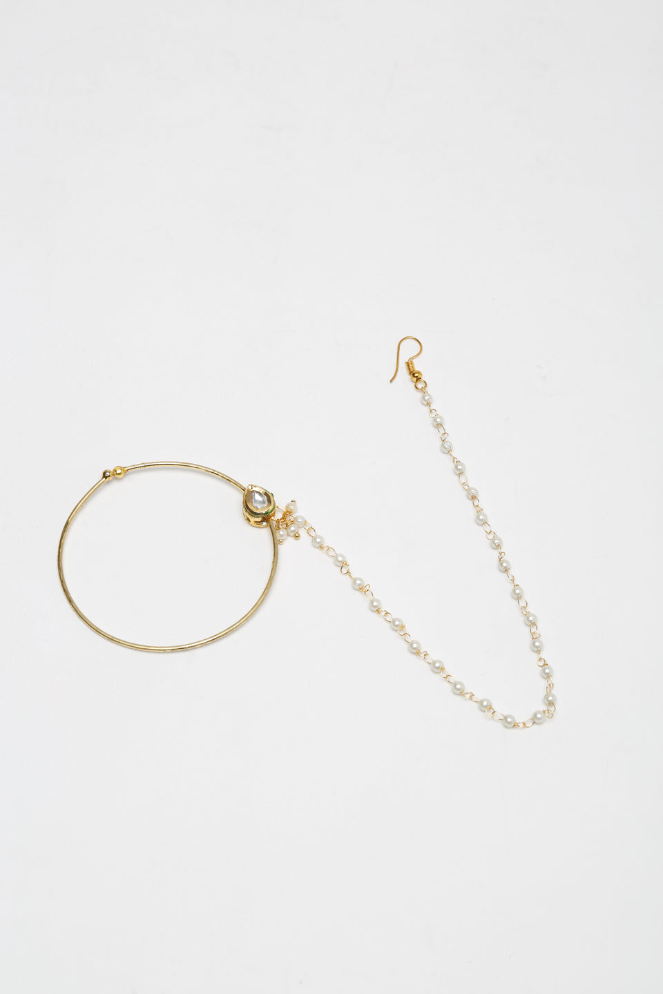 Gold Plated Tear Drop Kundan Nose Ring - Ruby Raang - Distacart