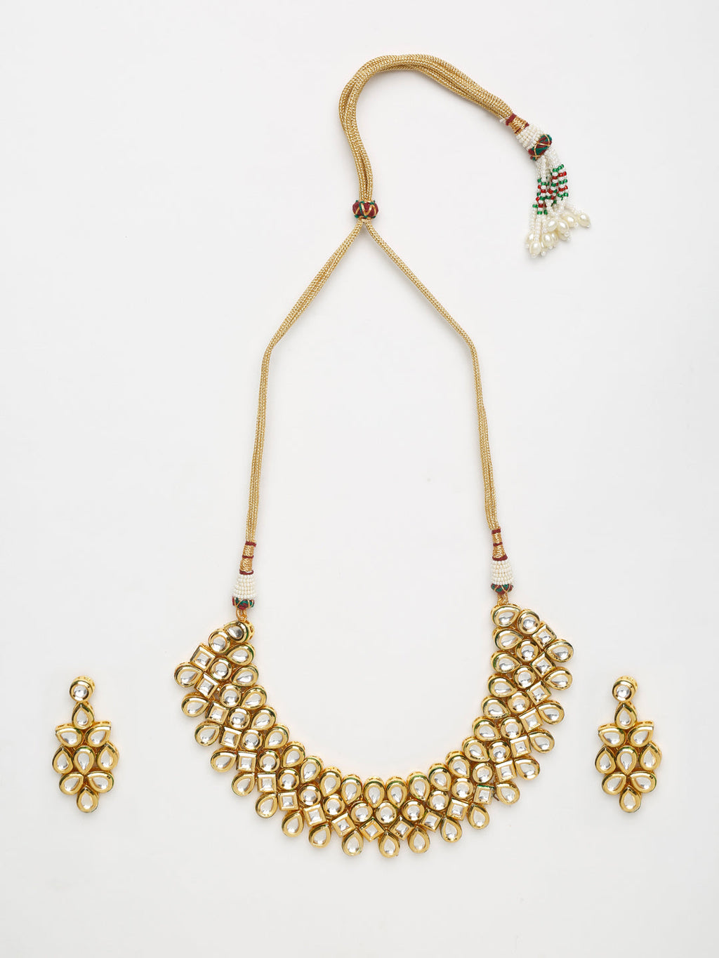 Kundan Neckpiece With Earrings - Ruby Raang - Distacart