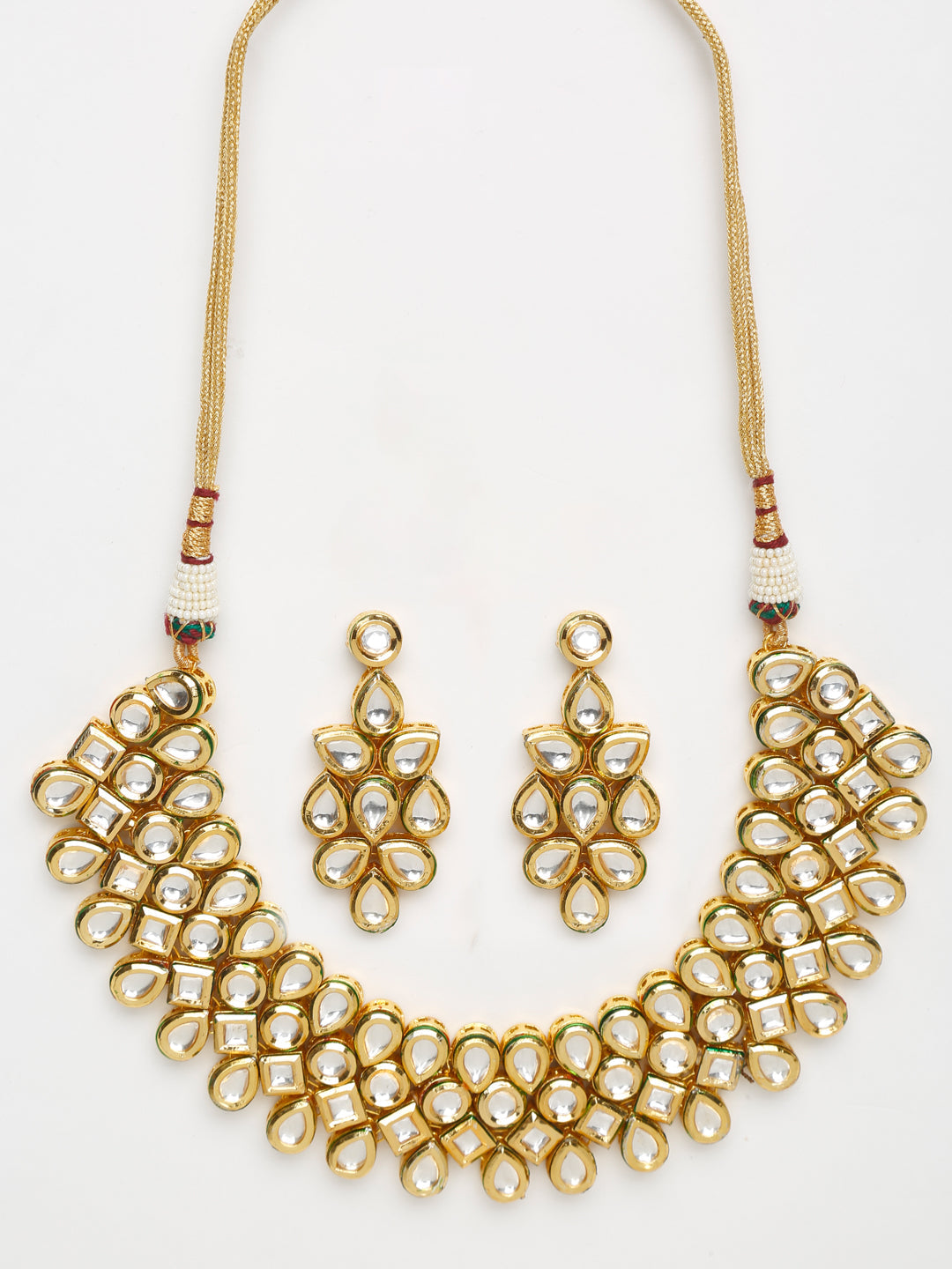 Kundan Neckpiece With Earrings - Ruby Raang - Distacart