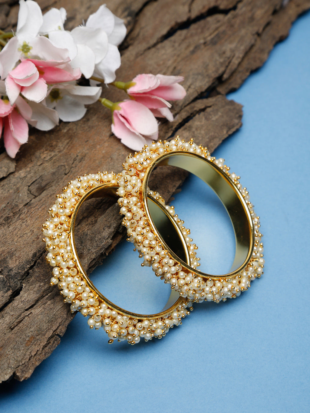 Pearl Embellished Bange Set Of 2 - Ruby Raang - Distacart