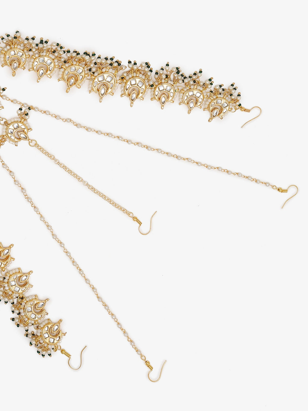 Gold-Plated White Kundan-Studded Beaded Maharani Matha Patti - Ruby Raang - Distacart