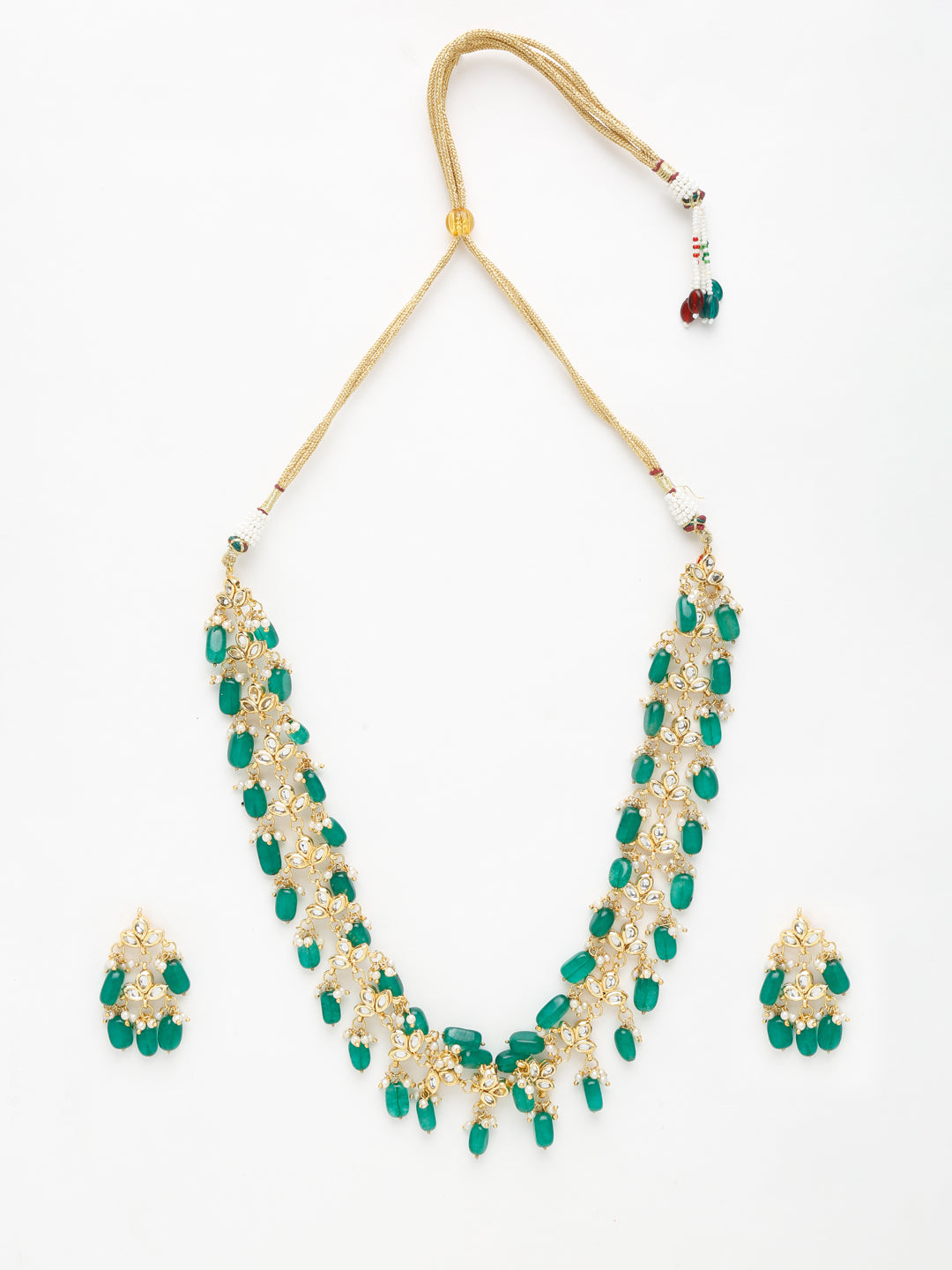 Kundan Neckpiece With Earrings - Ruby Raang - Distacart