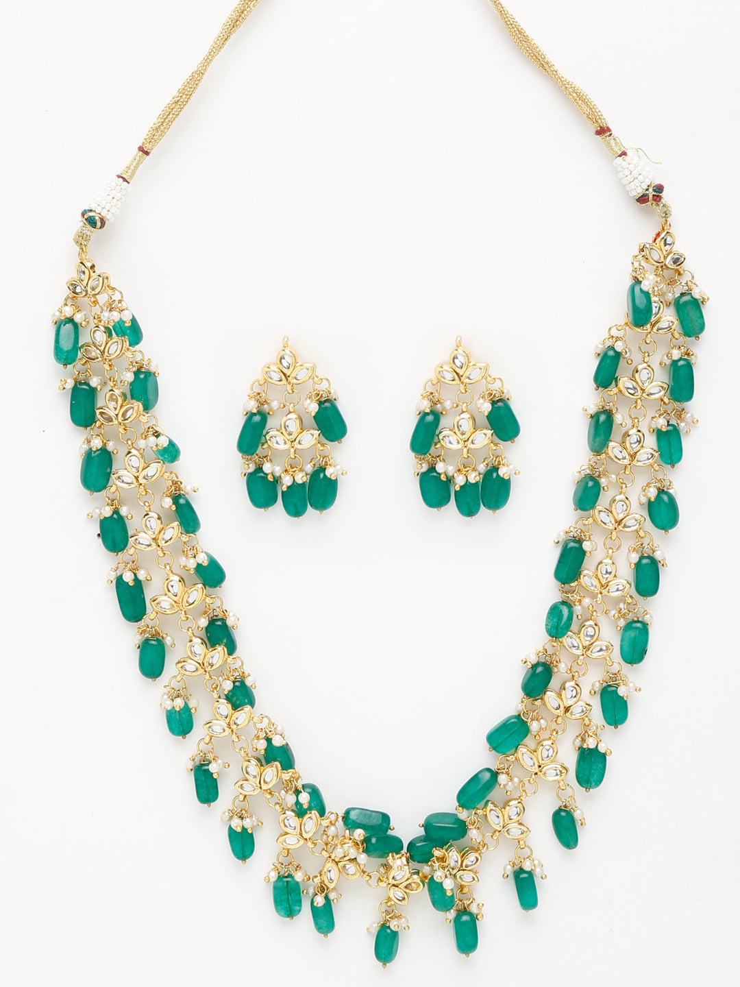 Kundan Neckpiece With Earrings - Ruby Raang - Distacart