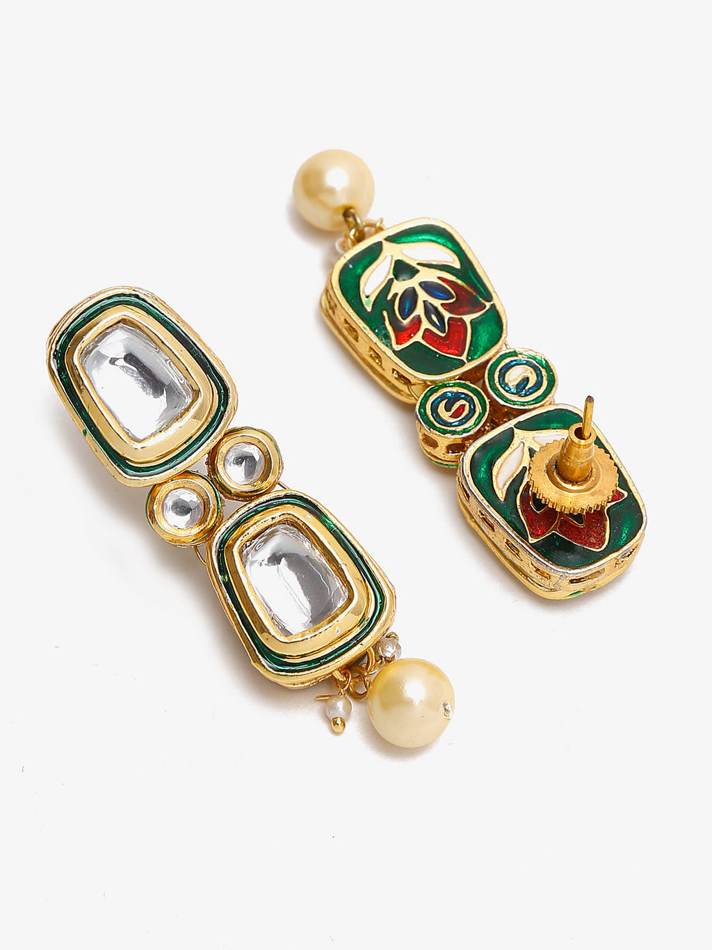 White Gold Toned Meenakari Kundan Choker With Earrings - Ruby Raang - Distacart