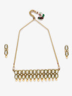 White Gold Toned Meenakari Kundan Choker With Earrings - Ruby Raang - Distacart
