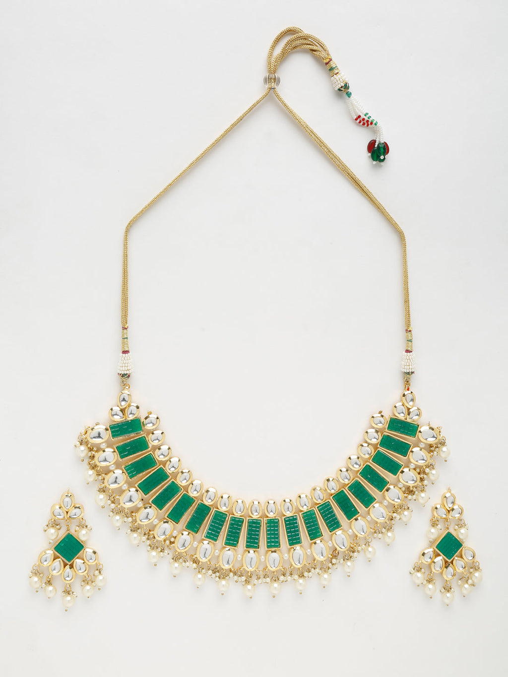 Kundan Neckpiece With Earrings - Ruby Raang - Distacart