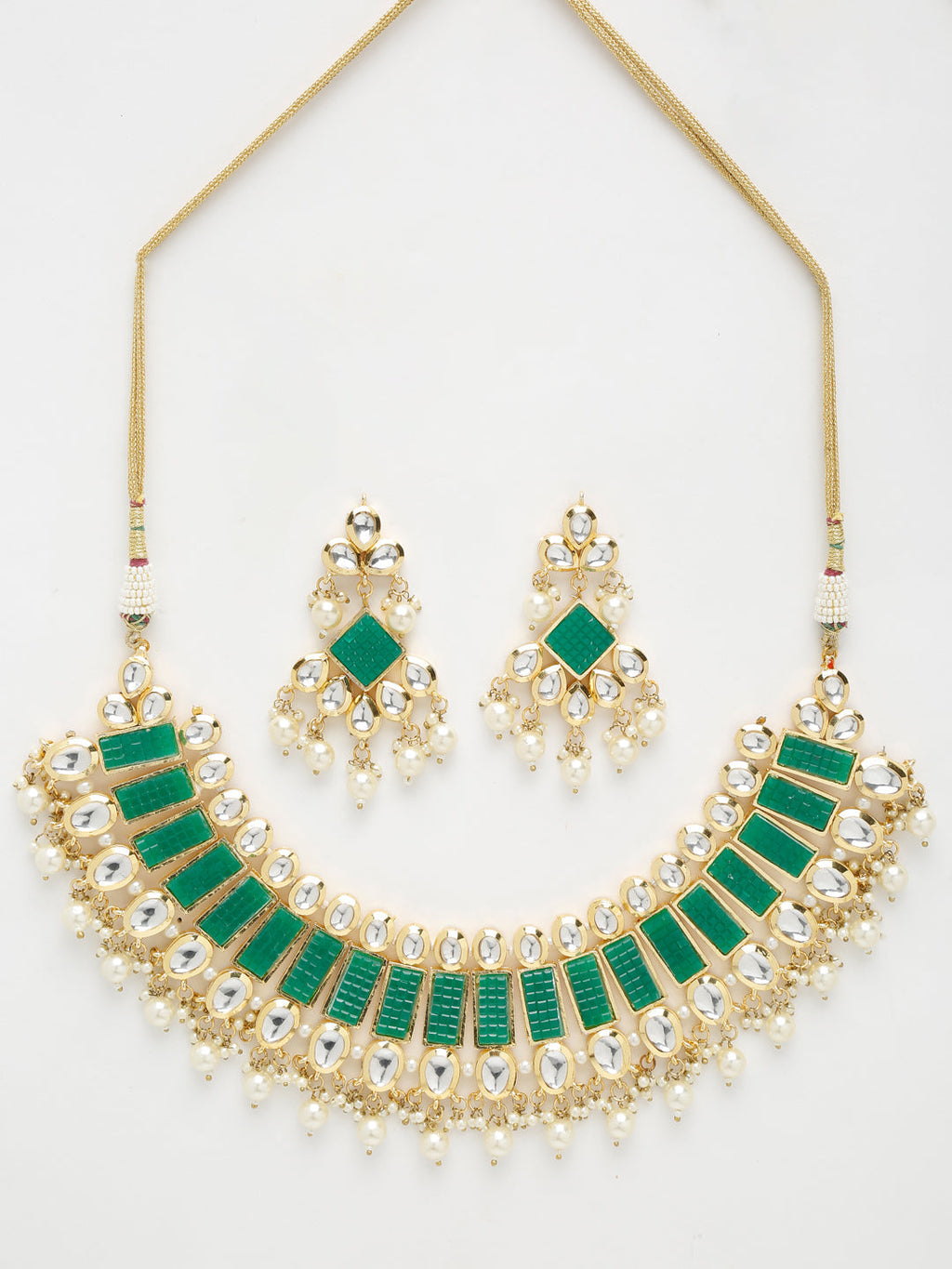 Kundan Neckpiece With Earrings - Ruby Raang - Distacart