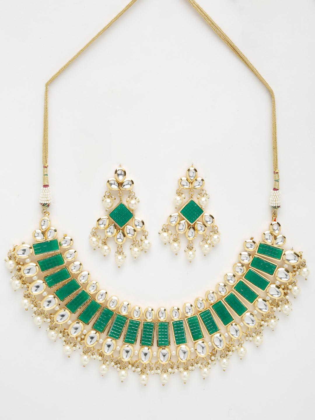 Kundan Neckpiece With Earrings - Ruby Raang - Distacart