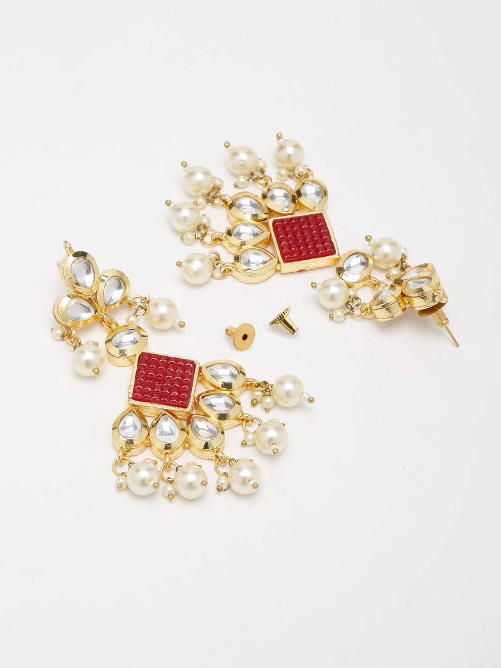 Long Kundan Neckpiece With Earrings - Ruby Raang - Distacart