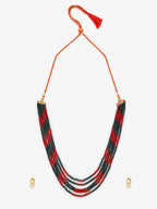 Red Black Multi Layered Onyx Neckpiece With Kundan Studs - Ruby Raang - Distacart
