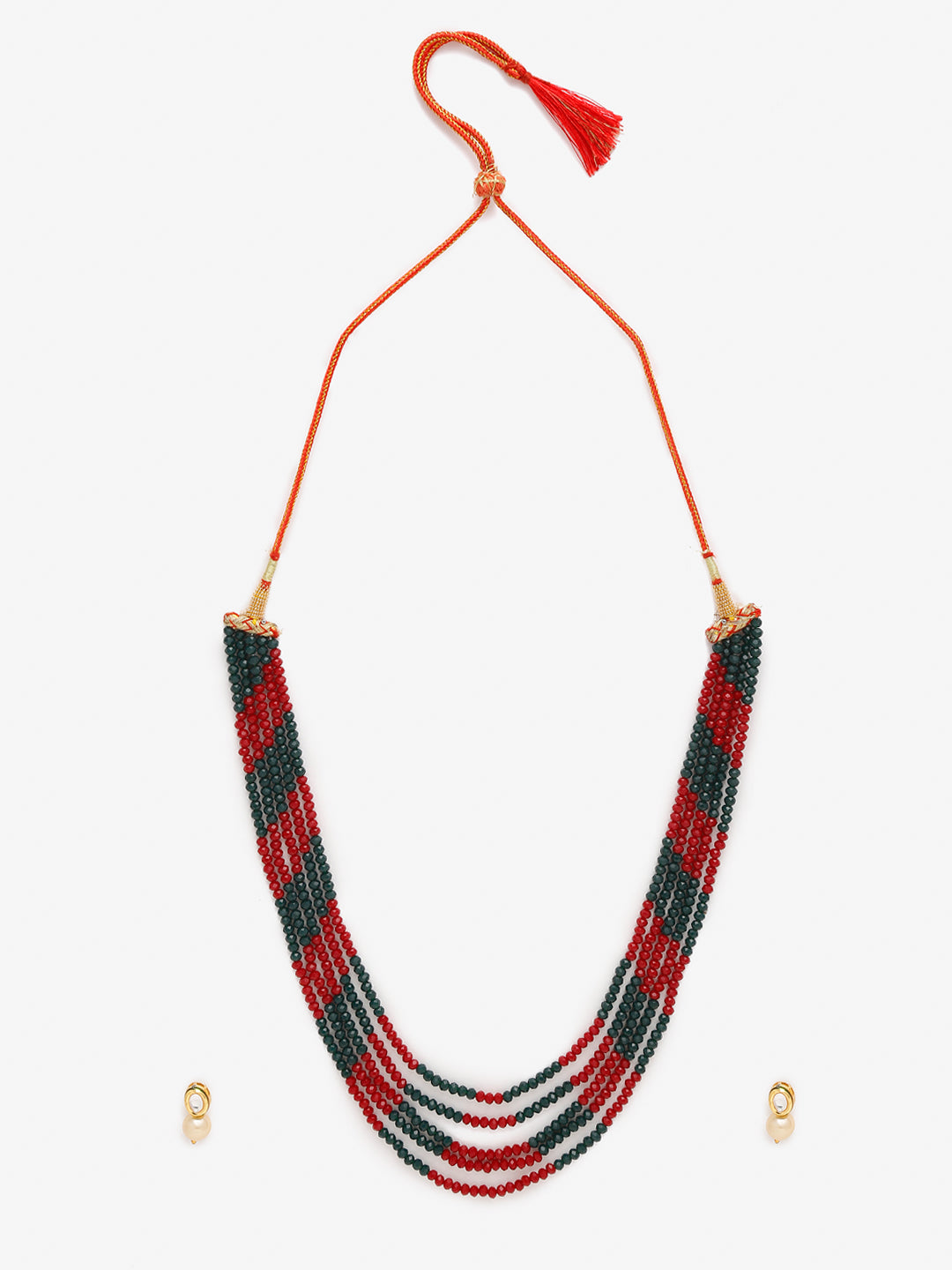 Red Black Multi Layered Onyx Neckpiece With Kundan Studs - Ruby Raang - Distacart