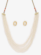 Women's White Gold-Toned Plated Kundan Layered Necklace Set - Ruby Raang - Distacart