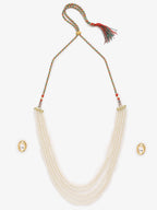 Women's White Gold-Toned Plated Kundan Layered Necklace Set - Ruby Raang - Distacart