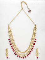 Kundan Neckpiece With Earrings - Ruby Raang - Distacart