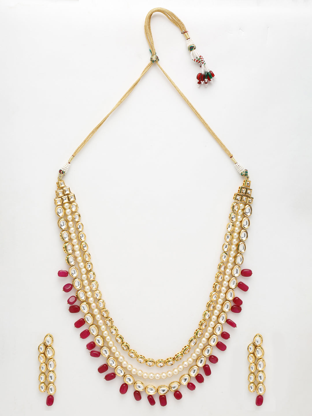 Kundan Neckpiece With Earrings - Ruby Raang - Distacart
