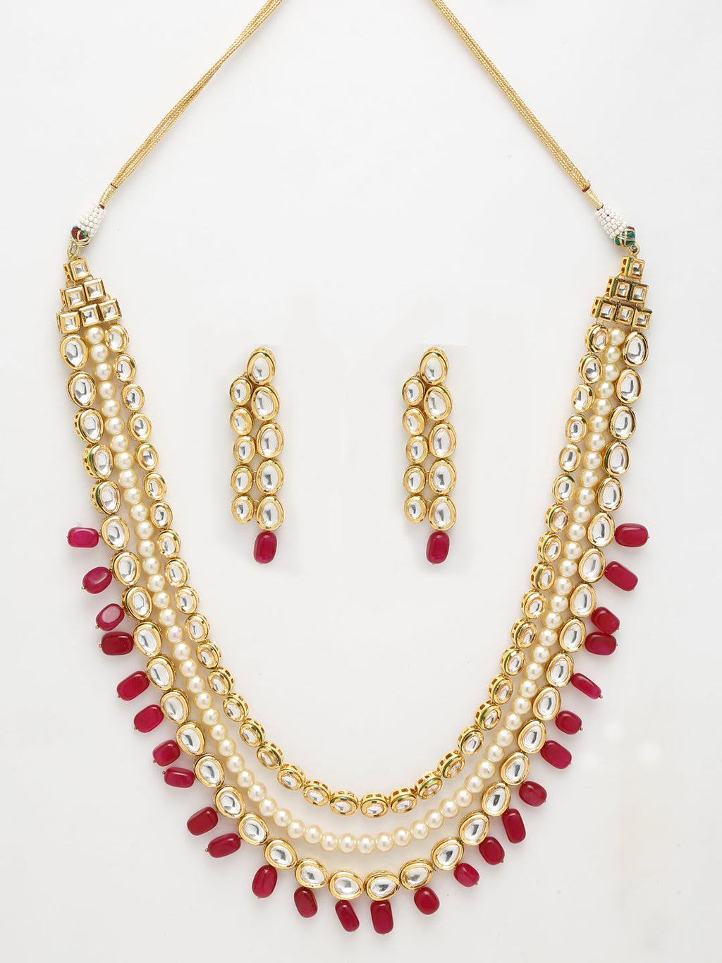 Kundan Neckpiece With Earrings - Ruby Raang - Distacart
