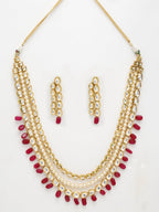 Kundan Neckpiece With Earrings - Ruby Raang - Distacart