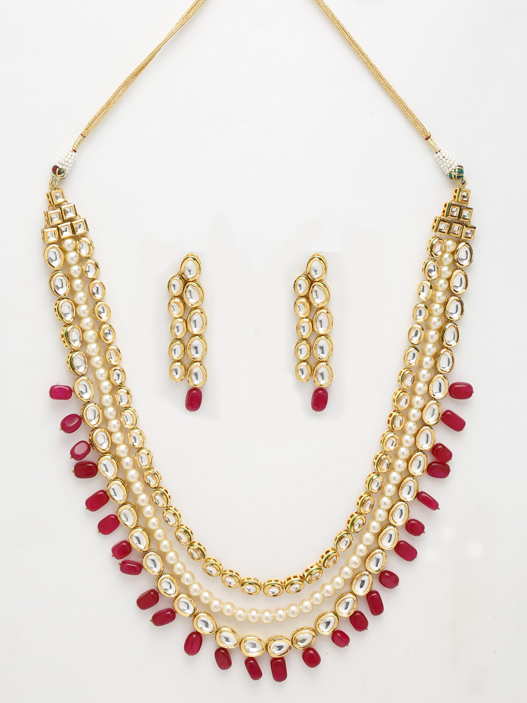 Kundan Neckpiece With Earrings - Ruby Raang - Distacart